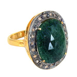 Load image into Gallery viewer, gold plating Ring with Emerald Gemstone & Diamond Halo for Women