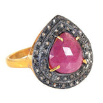 Load image into Gallery viewer, gold plating Ruby & Diamond Ring for Women | Pear-Cut Engagement Jewelry
