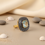 Load image into Gallery viewer, gold plating Ring with Blue Topaz Gemstone | For Women | Daily Wear