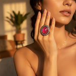 Load image into Gallery viewer, Ruby & Diamond Ring | gold plating Finish | Women's Ring