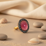 Load image into Gallery viewer, Ruby & Diamond Ring | gold plating Finish | Women's Ring