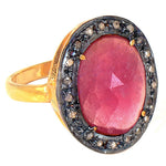 Load image into Gallery viewer, Ruby & Diamond Ring | gold plating Finish | Women's Ring