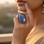 Load image into Gallery viewer, gold plating Ring with Blue Gemstone for Women | Statement Jewelry