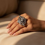 Load image into Gallery viewer, Vintage Diamond Ring | Gold plating & Pave Diamonds | Luxury Jewelry