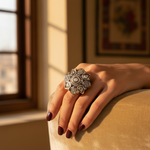 将图像加载到图库查看器中, gold plating Diamond Ring for Women | Floral Design | Engagement Gift