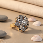 将图像加载到图库查看器中, gold plating Diamond Ring for Women | Floral Design | Engagement Gift