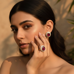 Load image into Gallery viewer, Ruby Stud Earrings & Ring Set | Gold Jewelry for Women