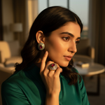 将图像加载到图库查看器中, Ruby Stud Earrings & Ring Set | gold plating Finish | Women's Jewelry