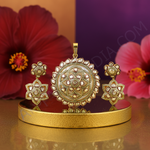 Load image into Gallery viewer, Gold Diamond Floral Pendant & Earrings Set for Women | Gift Jewelry