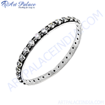 Load image into Gallery viewer, Silver bangle bracelet with round white cubic zirconia stones, daily wear jewelry.