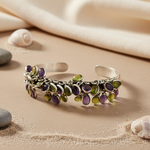 Load image into Gallery viewer, 925 Silver Amethyst & Peridot Cuff Bracelet for Women | Gift
