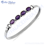 Load image into Gallery viewer, 925 silver amethyst bracelet for women. Features oval-cut purple gemstones.