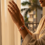 Load image into Gallery viewer, Silver Coral & Diamond Bangle Bracelet for Women | Luxury Jewelry