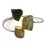 Load image into Gallery viewer, Raw Stone Cuff Bracelet in gold plating Finish for Women | Gemstone Jewelry