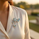 Load image into Gallery viewer, Silver Floral Brooch with Blue Gemstones | Women's Fashion Jewelry
