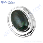 Load image into Gallery viewer, Silver statement ring with oval-shaped malachite gemstone center, green and silver ring for women