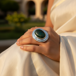 Load image into Gallery viewer, Silver Malachite Ring for Women | Gemstone Statement Jewelry