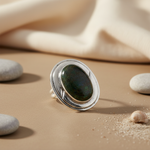 Load image into Gallery viewer, Silver Malachite Ring for Women | Gemstone Statement Jewelry