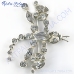 Load image into Gallery viewer, Silver dragonfly brooch pin with clear gemstones, elegant women's jewelry.