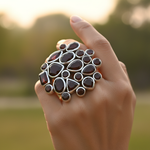 Load image into Gallery viewer, Garnet Cluster Ring in 925 Silver for Women | Statement Jewelry