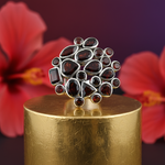 Load image into Gallery viewer, Garnet Cluster Ring in 925 Silver for Women | Statement Jewelry