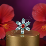 Load image into Gallery viewer, Silver Flower Ring with Red and Blue Gemstones | Women's Jewelry