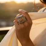 将图像加载到图库查看器中, 925 Silver Jasper Stone Ring for Women | Square Stone Jewelry
