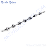 将图像加载到图库查看器中, 925 sterling silver floral chain bracelet for women on a white background