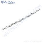 将图像加载到图库查看器中, Silver chain bracelet with round and square cut cubic zirconia gemstones on a white background.
