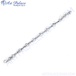 Load image into Gallery viewer, Silver chain bracelet with round clear cubic zirconia stones. Party wear jewelry.