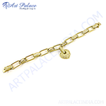 将图像加载到图库查看器中, gold plating charm bracelet featuring a heart-shaped charm with cubic zirconia stones, perfect for women