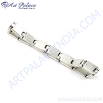 将图像加载到图库查看器中, Silver geometric link chain bracelet on a white background, perfect for men's daily wear.