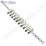 将图像加载到图库查看器中, Sterling silver gemstone bracelet featuring white and brown stones, perfect for elegant daily wear.