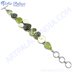 将图像加载到图库查看器中, Sterling silver bracelet featuring green and white gemstones for women.