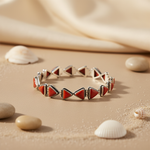 将图像加载到图库查看器中, Silver Red Coral Triangle Bracelet for Women | Gift Jewelry