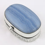 Load image into Gallery viewer, Silver Blue Agate Pill Box | Gemstone Jewelry Gift