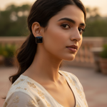 Load image into Gallery viewer, 925 Silver Black Onyx Square Stud Earrings | Women's Jewelry