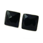 Load image into Gallery viewer, 925 Silver Black Onyx Square Stud Earrings | Women's Jewelry