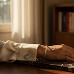将图像加载到图库查看器中, 925 Silver Moonstone Cufflinks for Men | Gemstone Cuff Links