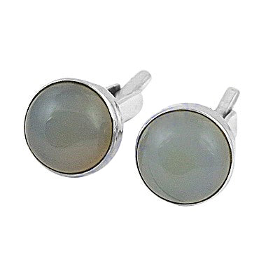 Silver cufflinks with gray gemstone | men's wedding gift