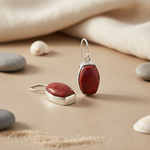 Load image into Gallery viewer, Silver Red Stone Drop Earrings | Women's Jewelry Gift