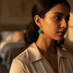 Load image into Gallery viewer, 925 Silver Turquoise Stone Earrings | Round Gemstone Jewelry