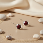 Load image into Gallery viewer, Silver Red Stone Drop Earrings for Women | Daily Wear Jewelry