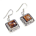 Load image into Gallery viewer, 925 Silver Tiger Eye Earrings for Women | Gemstone Jewelry