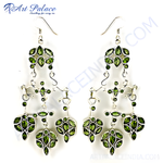 Load image into Gallery viewer, 925 sterling silver dangle earrings with vibrant green peridot gemstones, perfect for any occasion.