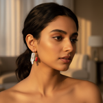 将图像加载到图库查看器中, Silver Pearl & Red Coral Earrings for Women | Statement Jewelry