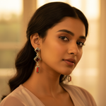 Load image into Gallery viewer, 925 Silver Garnet & Coral Drop Earrings | Gemstone Jewelry for Women