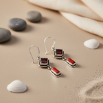 Load image into Gallery viewer, 925 Silver Garnet & Coral Drop Earrings | Gemstone Jewelry for Women