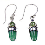 Load image into Gallery viewer, 925 Silver Green Stone Drop Earrings | Women's Jewelry Gift