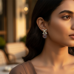 将图像加载到图库查看器中, Silver X Stud Earrings with Faceted Stone | Women's Jewelry Gift